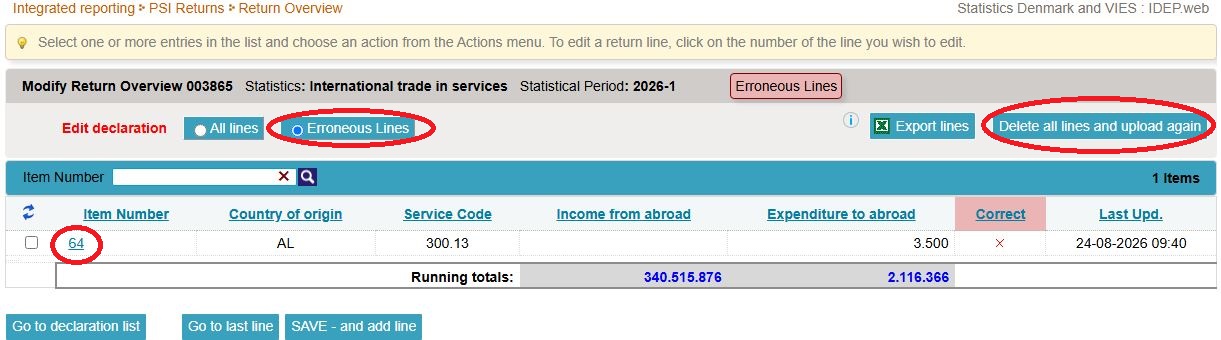 Screenshot of overview of uploads awaiting action in IDEP.
