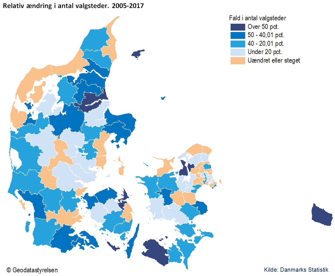 relativ ændring i antal valgsteder