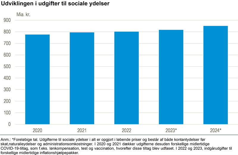 Udgifter for 852 mia. kr. til sociale ydelser i 2024